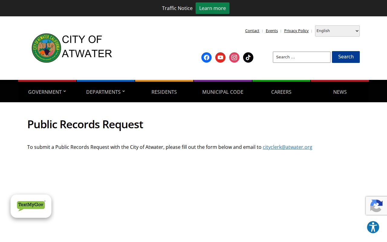 Atwater city directory public records request route