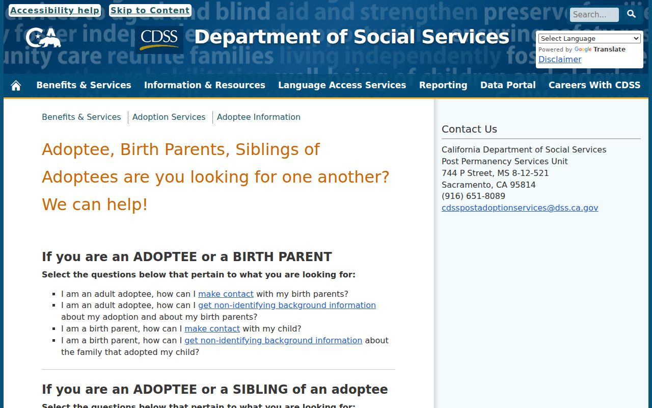 Atwater previous residents California official adoptee information route