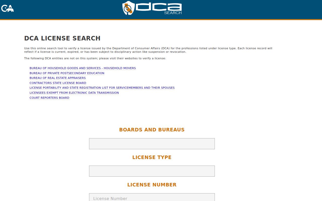 Atwater resident lookup California professional license search