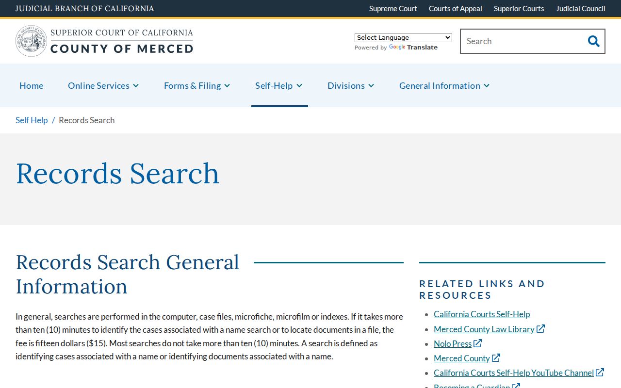 Atwater resident lookup Merced court counter and mail record search