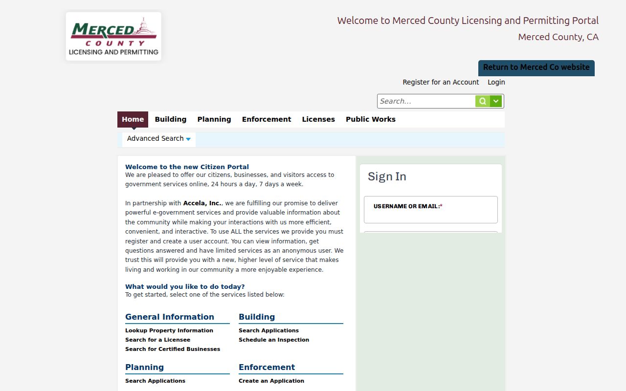 Atwater street directory Merced County permit and planning portal