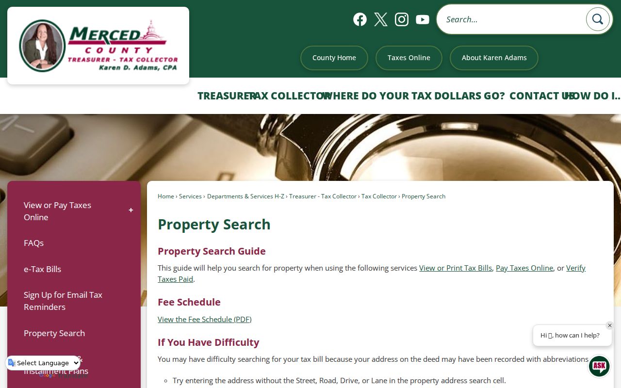 Atwater street directory Tax Collector property search