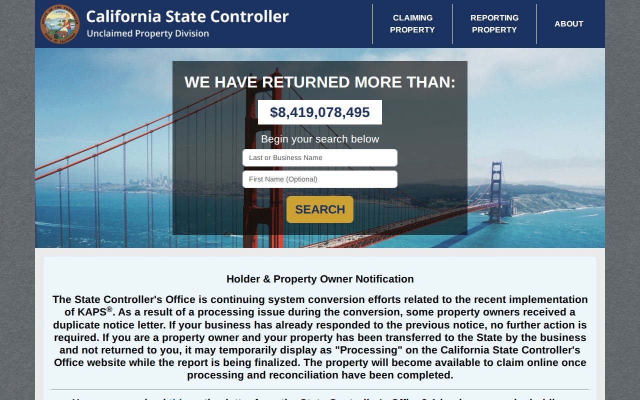 Atwater ZIP lookup California unclaimed property search